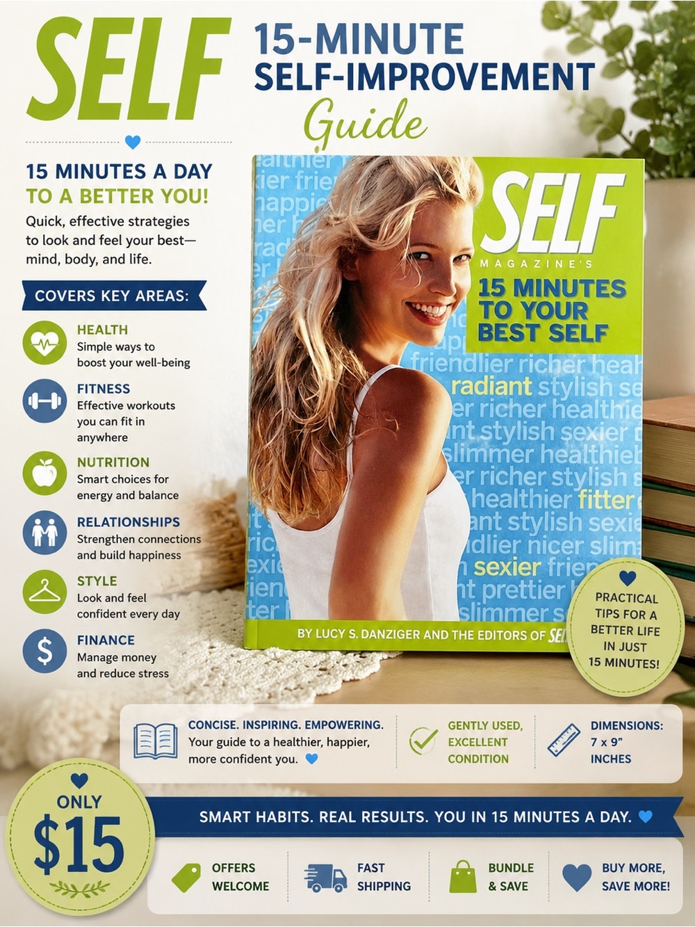 Self Magazine 15-Minute Self-Improvement Guide Book